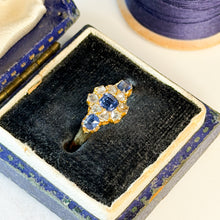 Load image into Gallery viewer, Victorian 18ct Gold Sapphire and Old Cut Diamond Cluster Ring