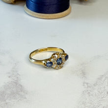 Load image into Gallery viewer, Victorian 18ct Gold Sapphire and Old Cut Diamond Cluster Ring