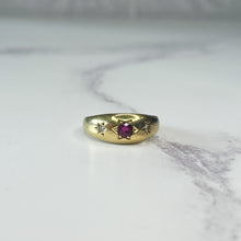 Load image into Gallery viewer, Antique Ruby & Diamond Gypsy Ring