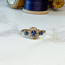Load image into Gallery viewer, Victorian 18ct Gold Sapphire and Old Cut Diamond Cluster Ring