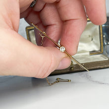 Load image into Gallery viewer, Wilson & Gill Diamond and Pearl Merchants 15ct Gold Old Cut Diamond Bar Brooch