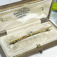 Load image into Gallery viewer, Wilson & Gill Diamond and Pearl Merchants 15ct Gold Old Cut Diamond Bar Brooch