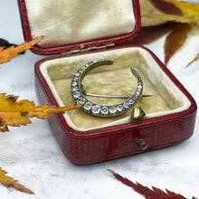 Load image into Gallery viewer, Antique Paste Silver Crescent Moon Brooch