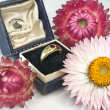 Load image into Gallery viewer, Antique Ruby & Diamond Gypsy Ring