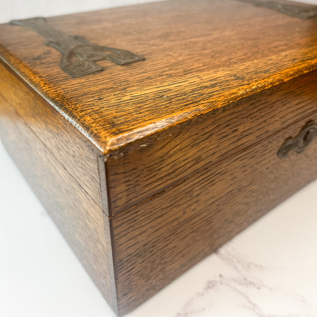 Art Nouveau Style Oak Jewellery Box