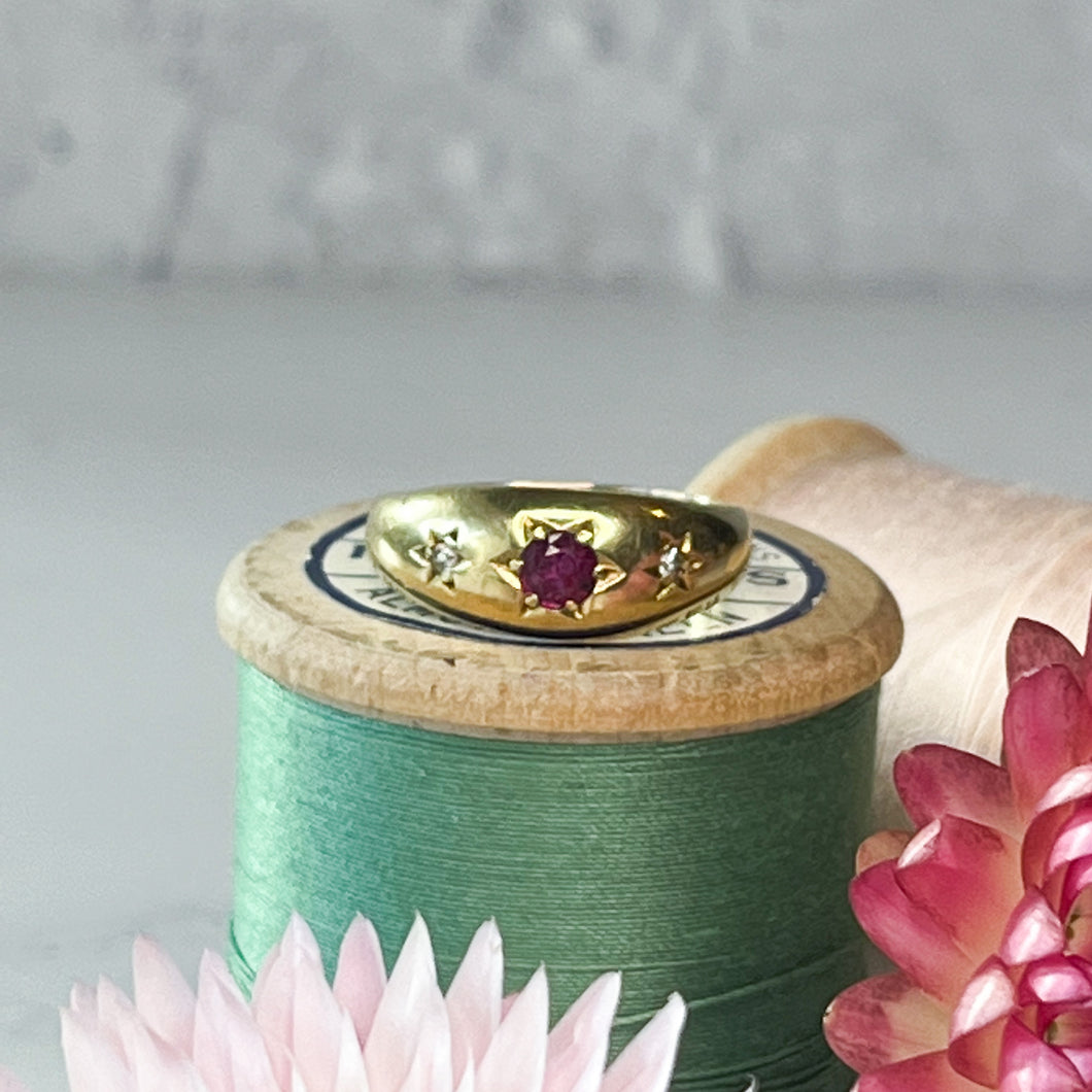 Antique Ruby & Diamond Gypsy Ring