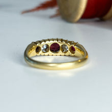 Load image into Gallery viewer, Edwardian Ruby &amp; Old Cut Diamond Five Stone Diamond Ring
