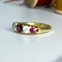 Load image into Gallery viewer, Edwardian Ruby &amp; Old Cut Diamond Five Stone Diamond Ring
