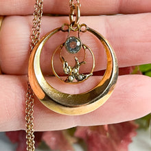 Load image into Gallery viewer, Edwardian 9ct Gold Aquamarine &amp; Pearl Pendant Necklace
