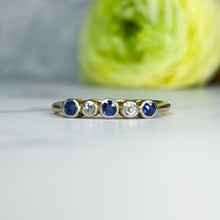 Load image into Gallery viewer, Art Deco Diamond and Sapphire Five Stone Ring
