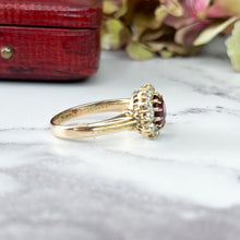 Load image into Gallery viewer, Edwardian Ruby &amp; Old Cut Diamond Cluster Ring
