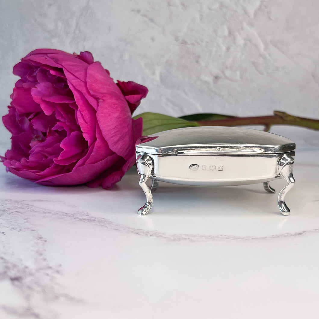 Antique Birmingham 1918 Silver Jewellery Trinket Box