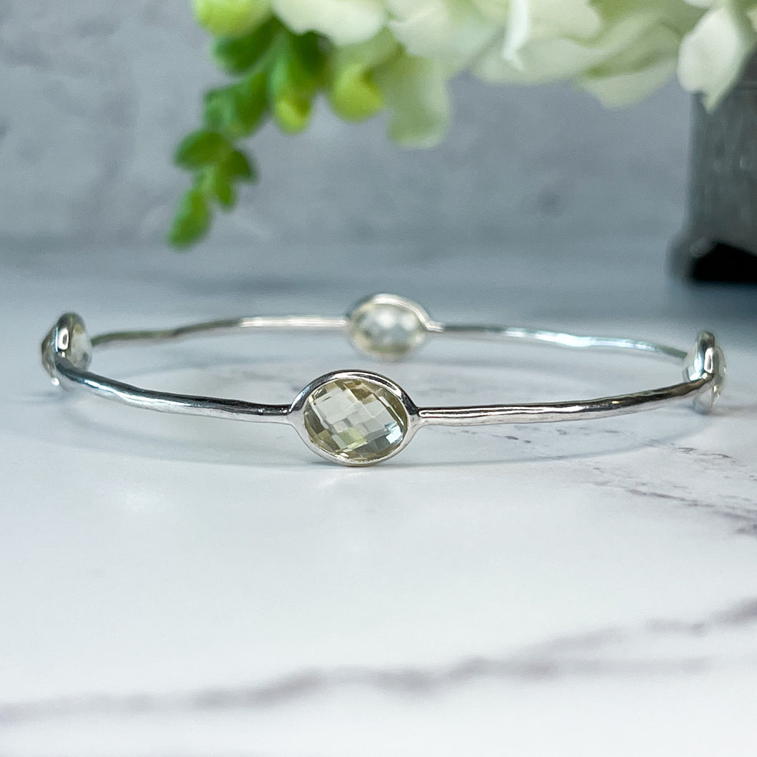 Silver Citrine Bangle